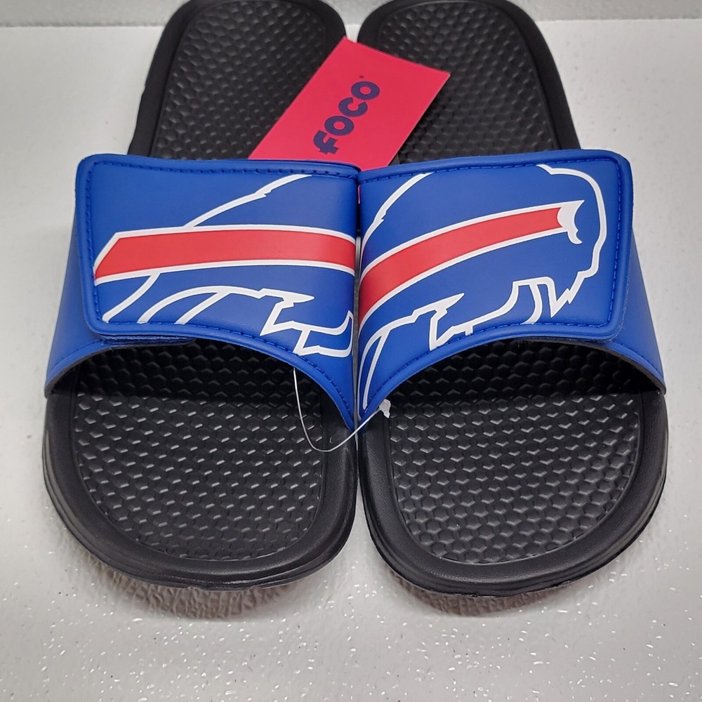 Buffalo Bills NWT Foco NFL Size L Hook & Loop Adjustable Strap Slides Sandal - Picture 3 of 14